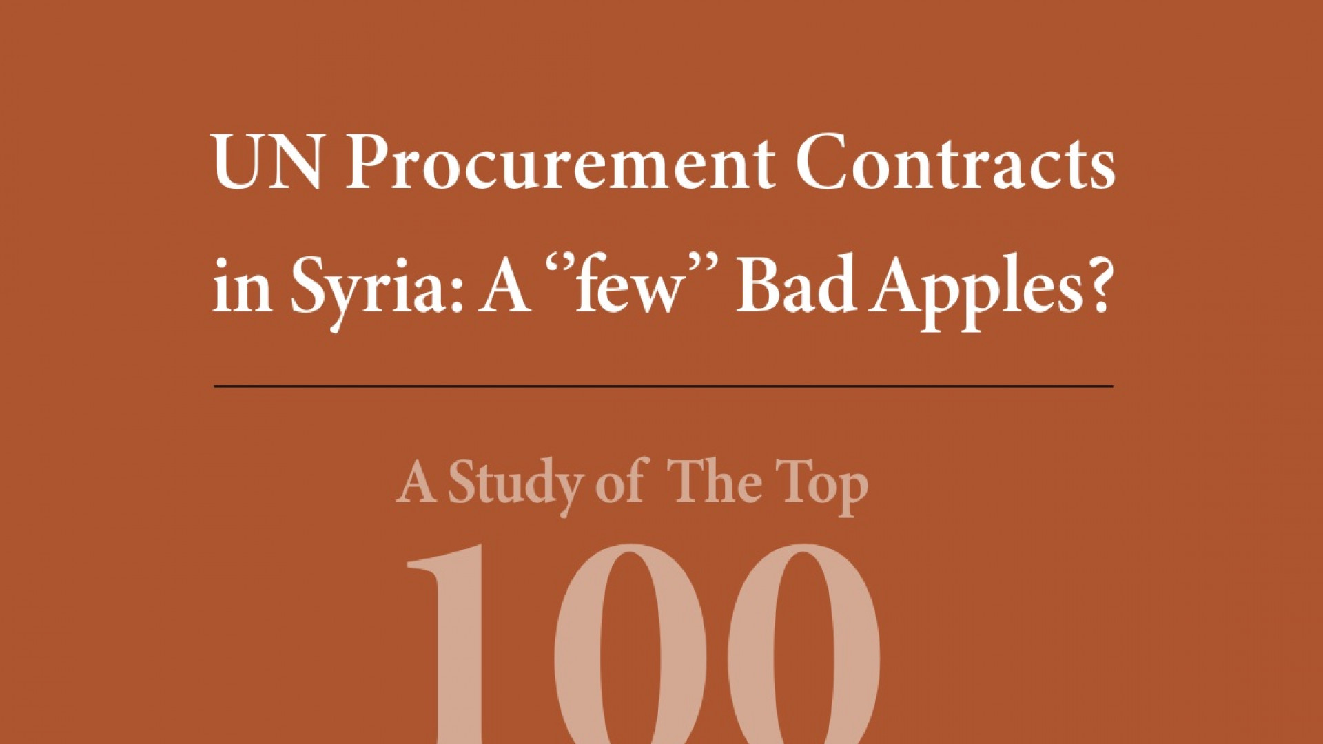 UN Procurement Contracts In Syria: A Few Bad Apples
